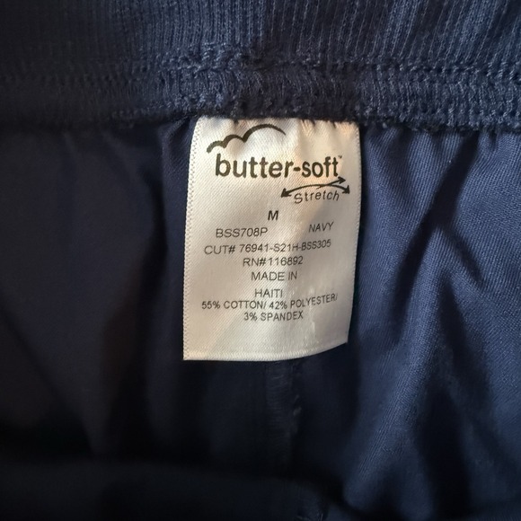 Butter Soft Scrub Pants Medium Navy Blue Elastic Comfort Waist Joggers - Picture 4 of 9